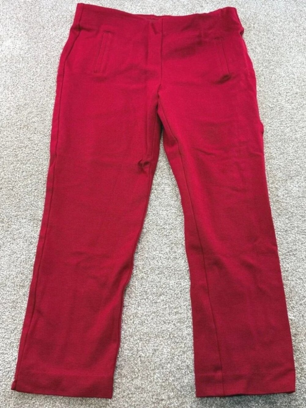 Chicos Red Pull On Ankle Pants Size 1 US 8 Stretch Ponte Knit Trousers Office